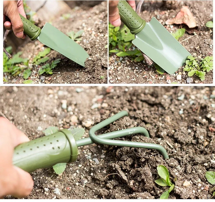 Heißer Verkauf 3pcs Garten-Werkzeuge hohe Qualität Mini Customized Gardening Werkzeuge Kit Metall und Kunststoff 3 in 1 Blumen Sukkulent