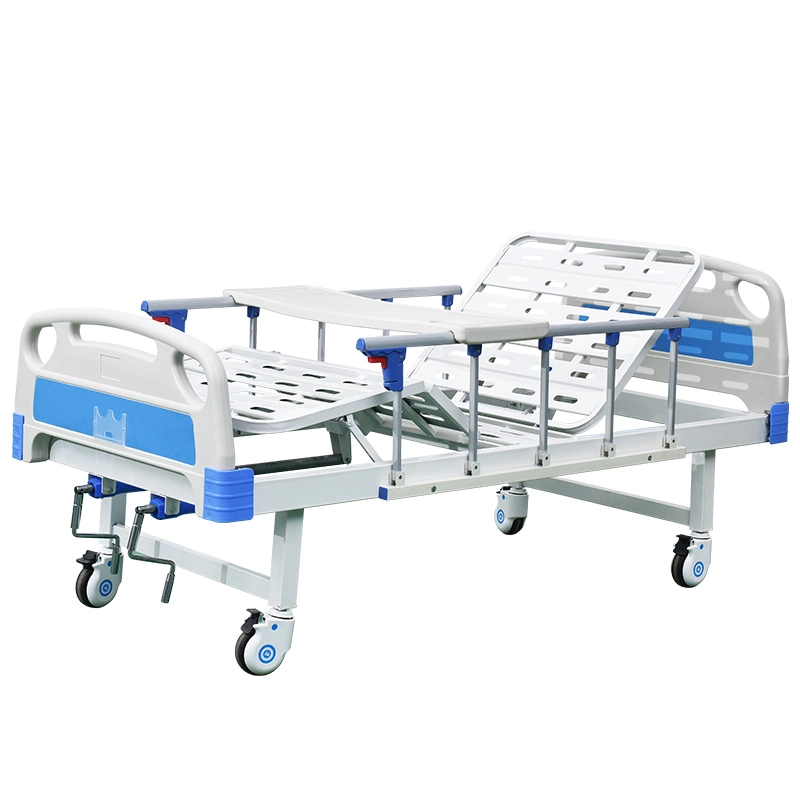 Hospital Furniture Folding Metal 2 Crank Manual Hospital Bed