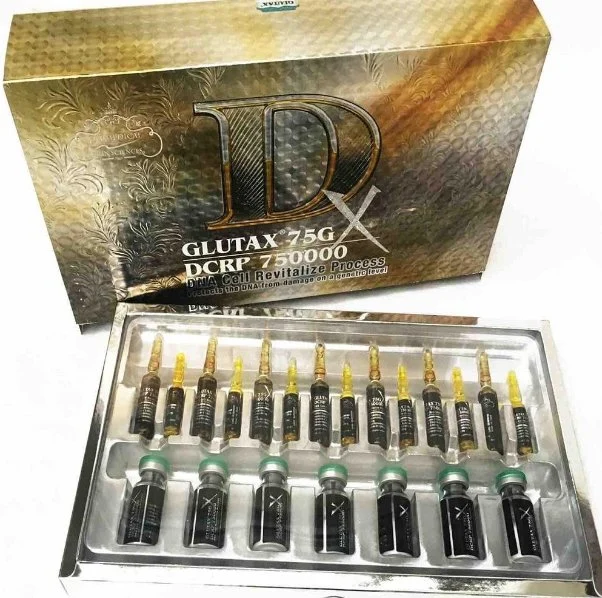 Venta caliente Piel de inyección rápida de blanqueamiento Glutax 750000gx 180000gr 1800000GS 70000GM Glutatión Whitening inyección con precio al por mayor