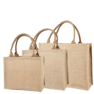 ECO friendly main Woven jute sacs de shopping Rectangle panier pour femmes.