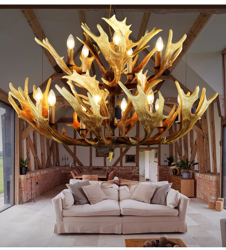 Real Deer Antler Chandelier Horn Ceiling Lamps Light Fixtures (WH-AC-07)