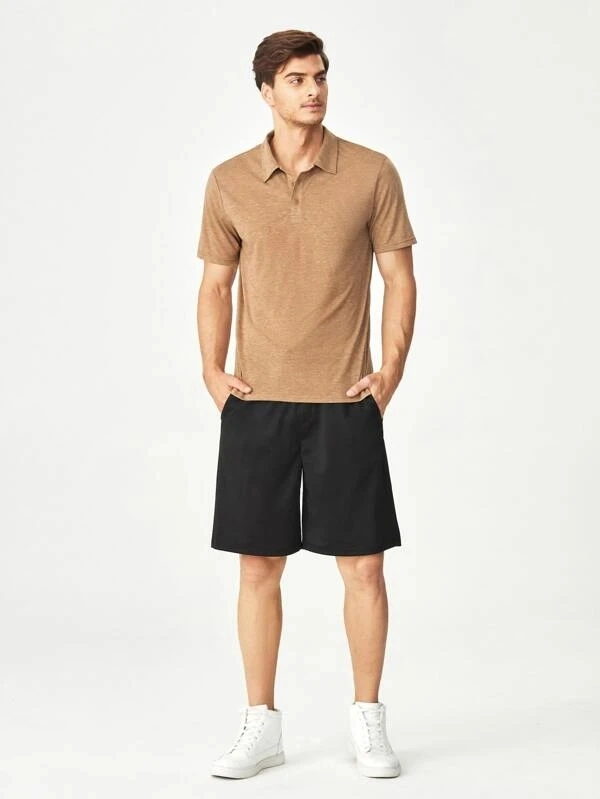 Wholesale/Supplier Support Customized Logo Print Digital Men&prime; S Golf Khaki Solid Color Polo Shirt