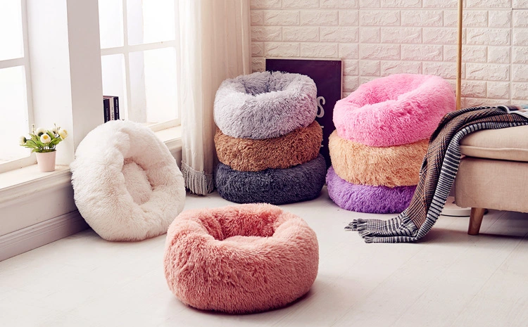 Wholesale/Supplier Custom Luxury Shag Faux Fur Donut Cuddler Pet Dog Bed