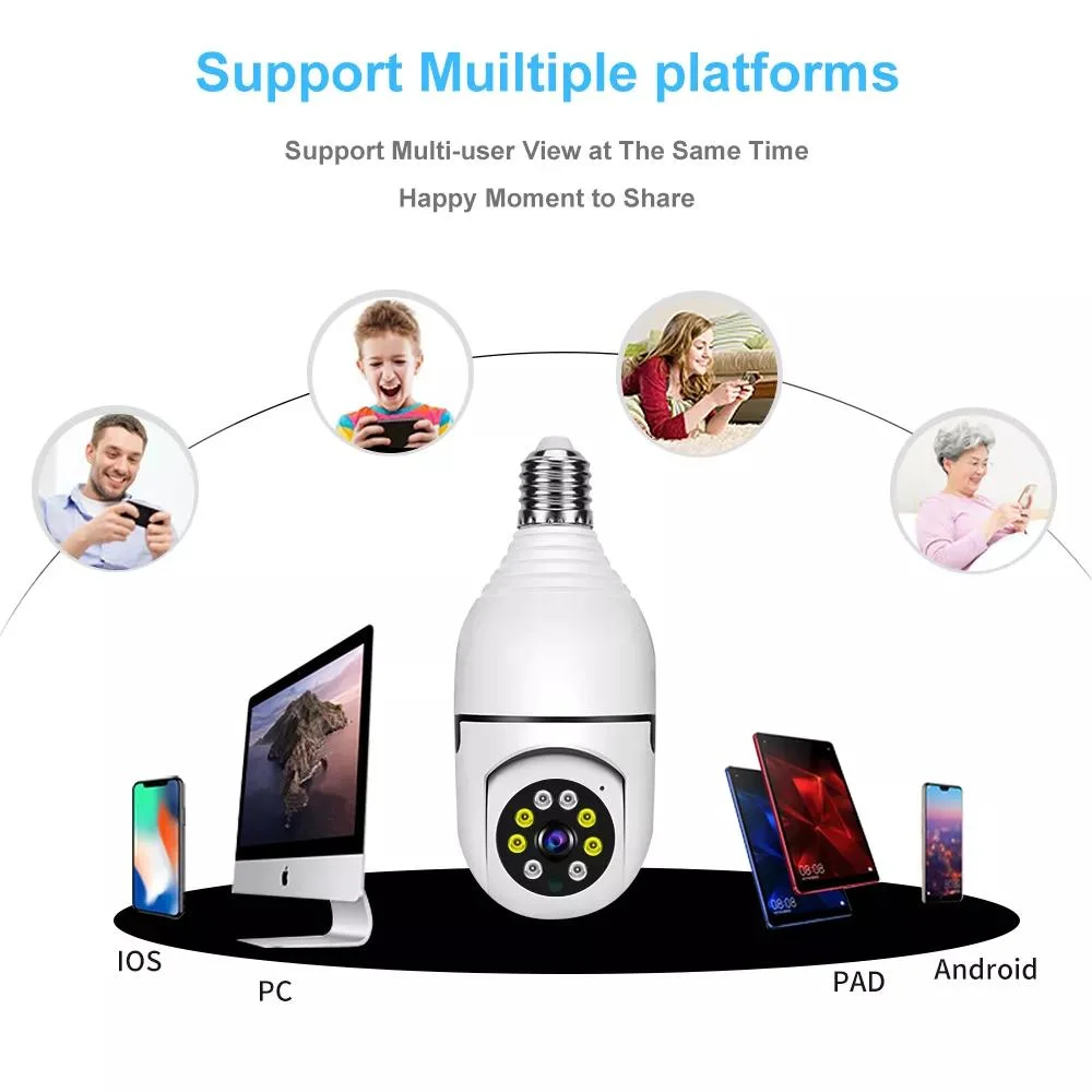 Smart Home 2.4G E27 Bulb WiFi Surveillance Camera HD Night Security Video Surveillance Supprt Two Way Audio Mobile Motion