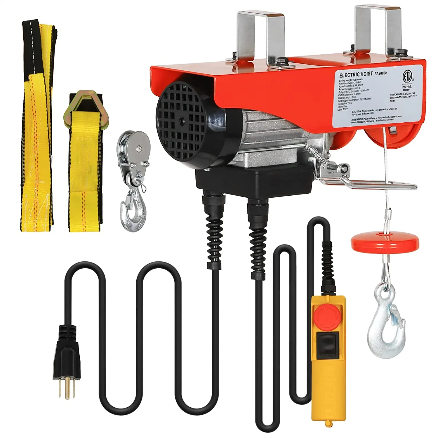 200/300/400/500/600/800/1000kg Lift Electric Hoist Overhead Crane Garage Ceiling Winch Wire Rope Hoist