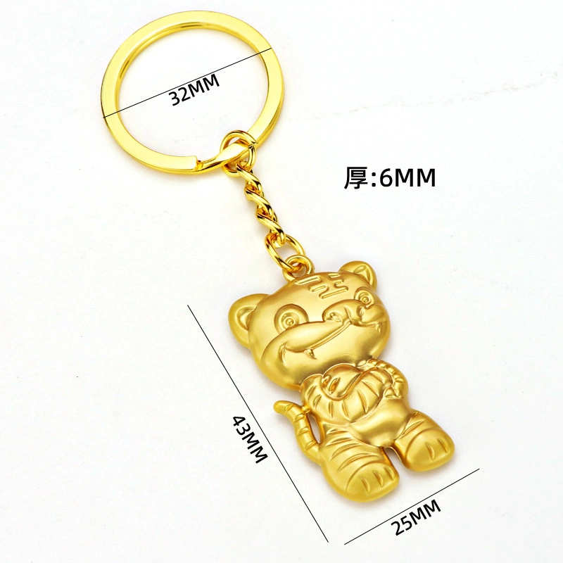 Atacado logotipo personalizado 3D em branco ganhou Tiger Key Chain Divine Saco pequeno Tiger ano do Tigre Cartoon zodiac bonito presente Porta-chaves em liga metálica