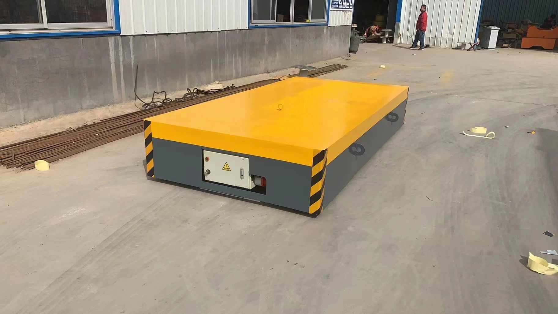 Customized Trackless Battery Electrical Flat Car 50 Ton Electric Transfer Flat Trolley