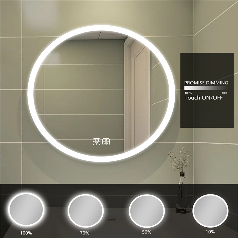 Touch Sensor Defogging Smart LED Bathroom Mirror with Time/Temperature Display