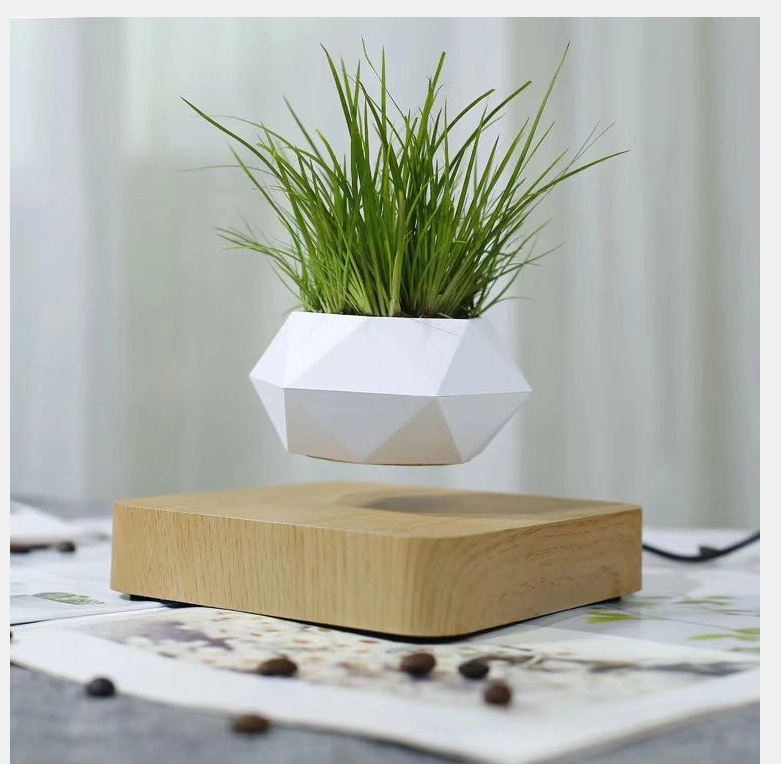 Plastic Magnetic Levitation Planter, Floating Pot, Levitating Air Bonsai Pot Artificial Plant Suspension for Decor Indoor Garden Gift