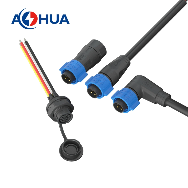 Aohua IP67 IP68 2pin Solder Wire Panel Mount Connector K20 Wire to Board Waterproof Female Front Panel Connector for LED Lighting Devices Junction Box