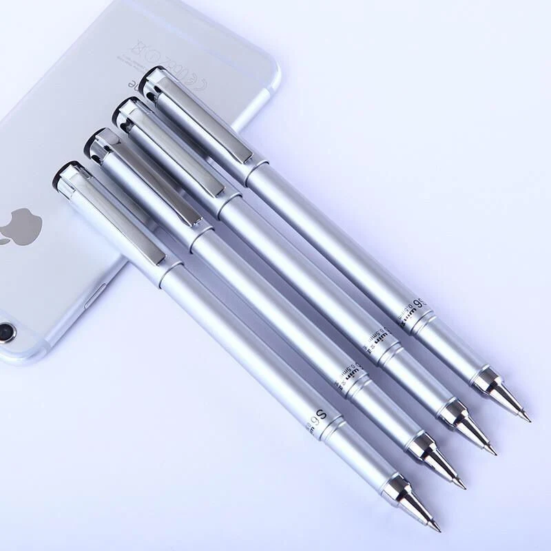 Metallic Test Neutral Pen Stationery Pen Simple Office Signature Pen Black Pen 0.5mm Factory Direct Sales