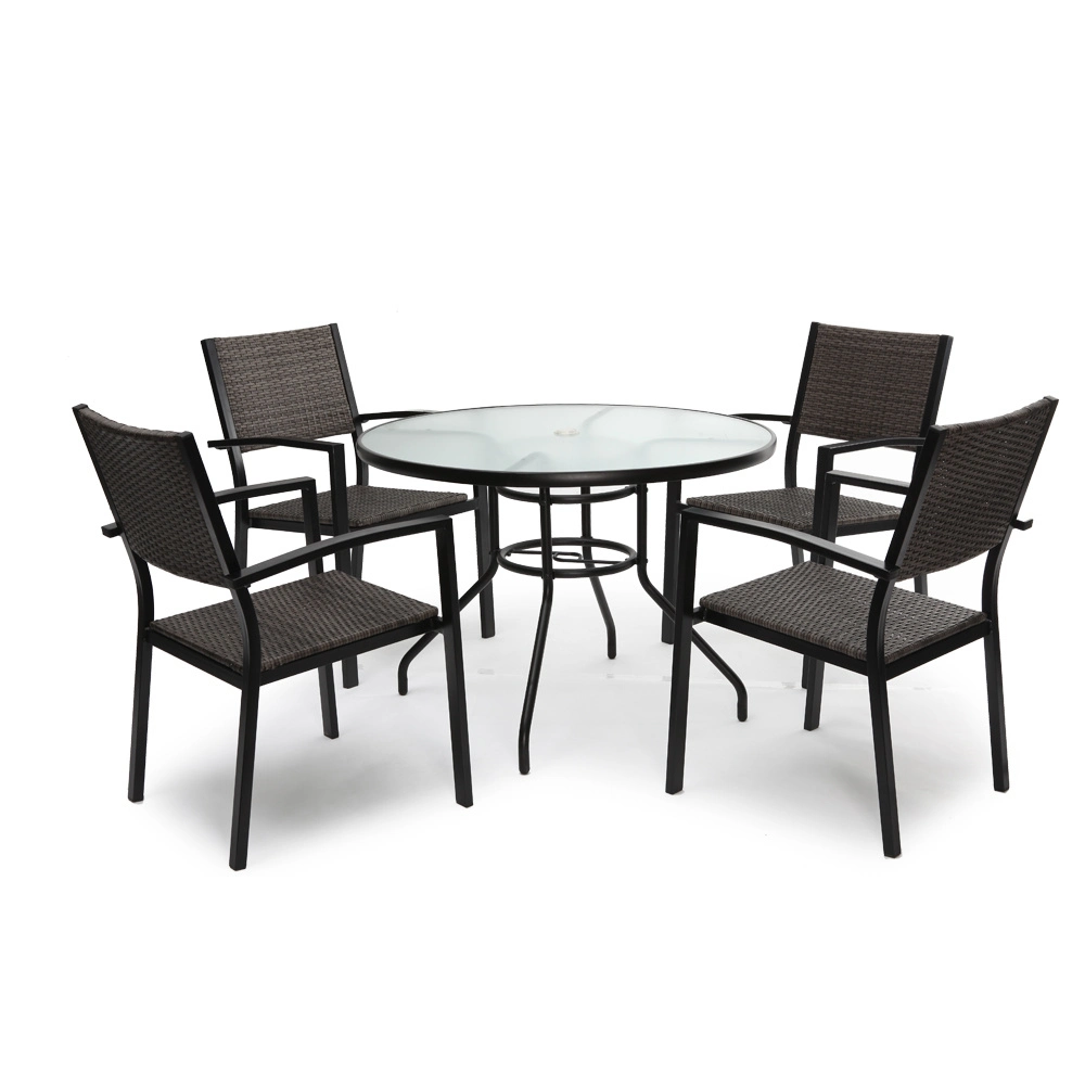 Factory Price Outdoor Garden Furniture Sets with Dining Chair Round Table for 5 PCS Set Customizable