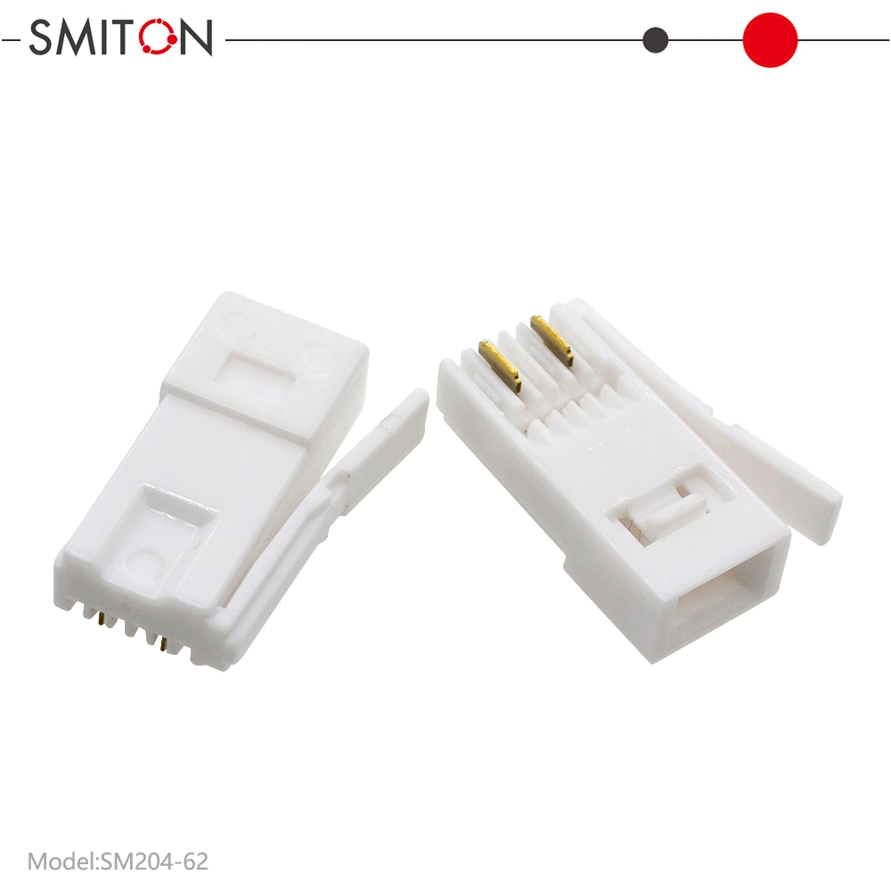 Conector chapado en oro estilo Bt 6p2c 6p4c UK Enchufe telefónico