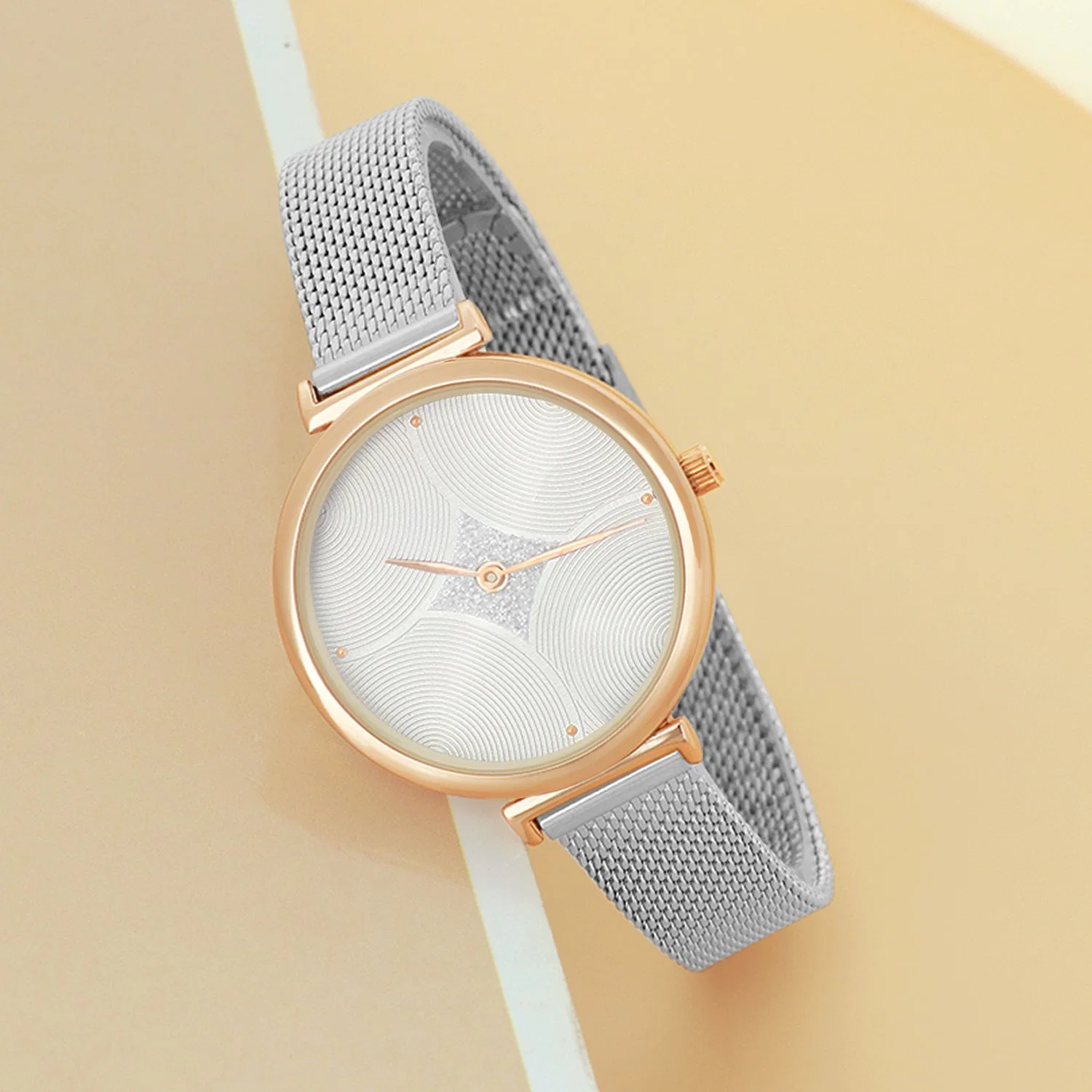 Simple Fashion Mesh Strap Special Texture Dial Men Women Watch