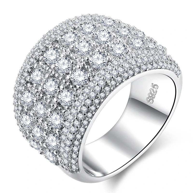 Full Diamond Kristall Weite Ringe Schmuck Luxus Bling Cubic Zirkonia Hochzeit Party Finger Ring für Frauen