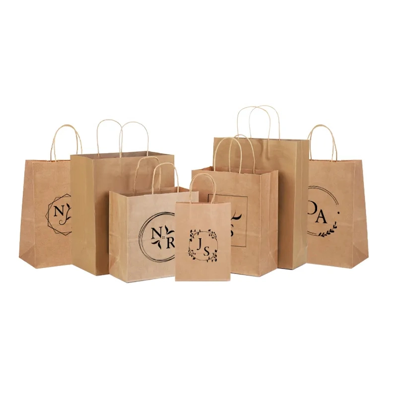 Papel Kraft personalizada de alta calidad Bolsa de compras con mango para Cosmética ropa