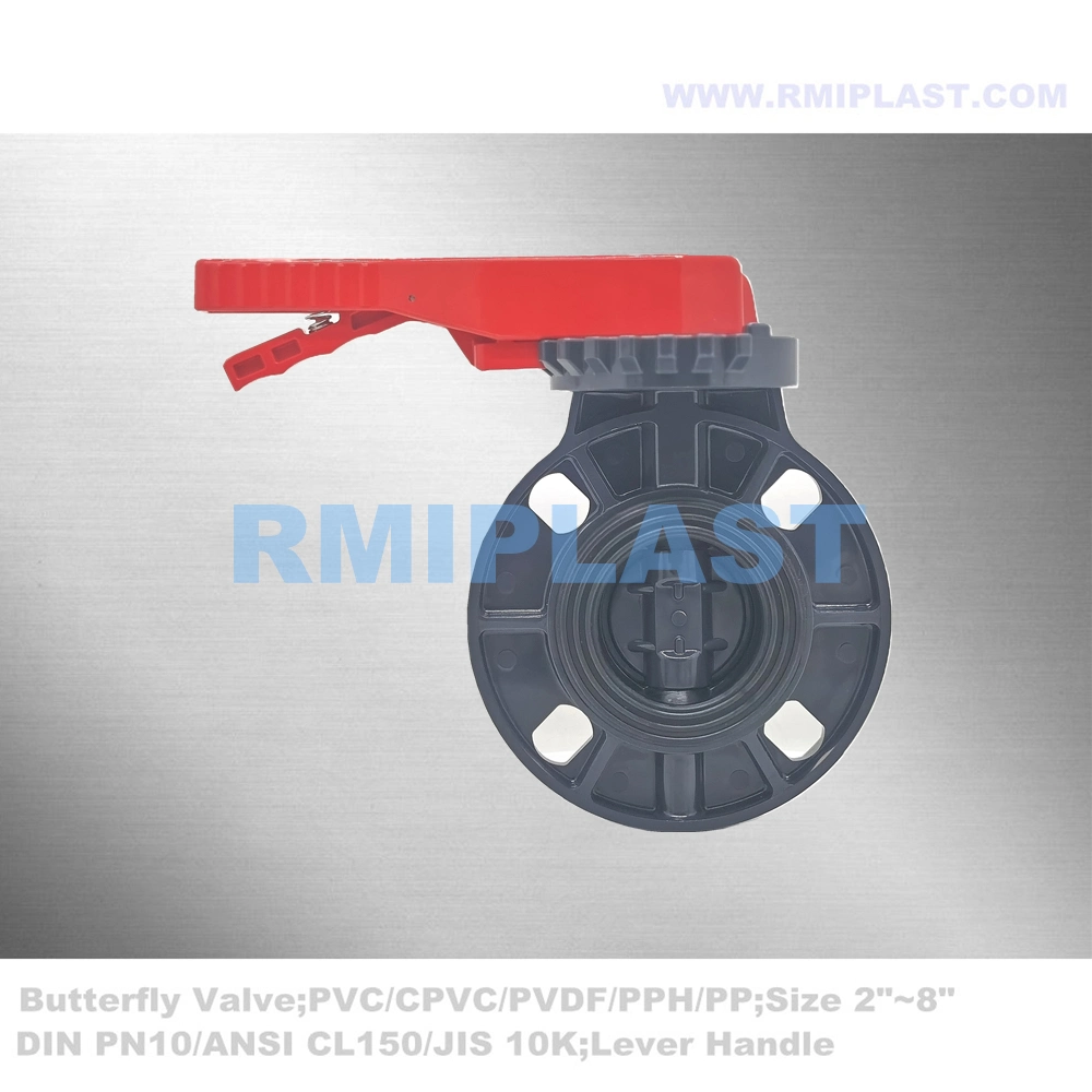 PVC Butterfly Valve of Manual Operate Wafer Lug Type Butterfly Valves by JIS 10K Pn10/DIN2501/ANSI Class125/150 for Water Pipe System