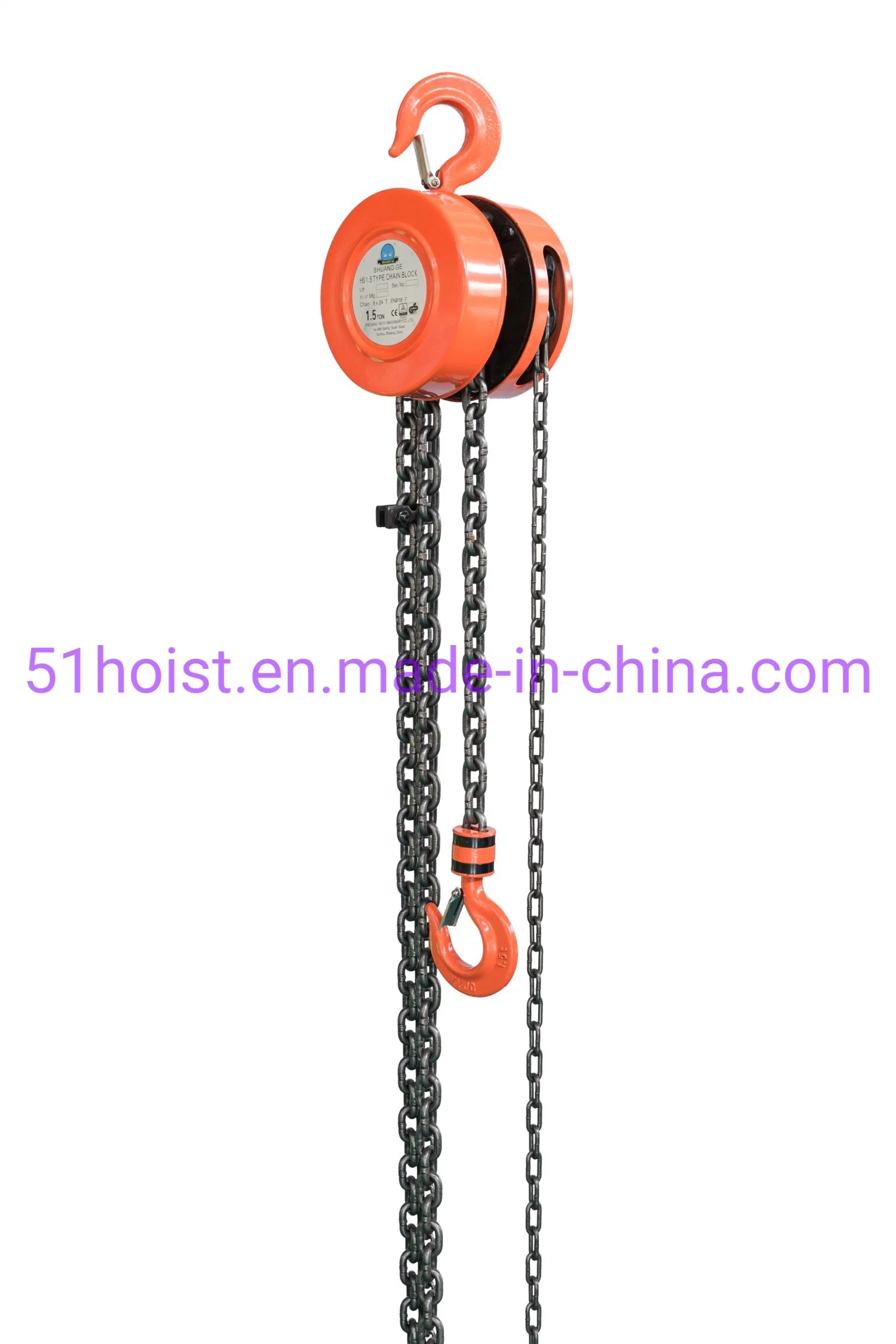 CE Approved Lifting Equipment 1t Manual Chain Block / Hoist with Hook