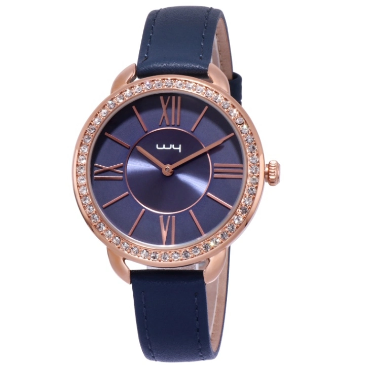 Fashion Mesdames Pierres Cz en alliage de bijoux en cuir de cas Watch (WY-147)