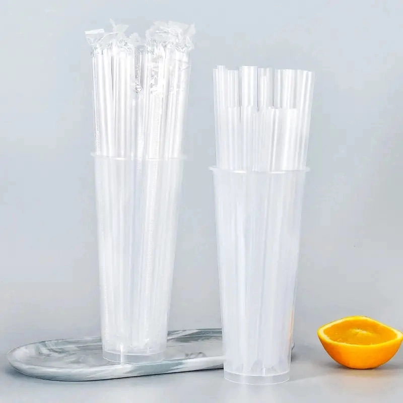 Individually Wrapped Plastic Packing Wholesale PP Disposable Juice Boba Bubble Tea Straw Food Grade Thick Clear Drinking Straws