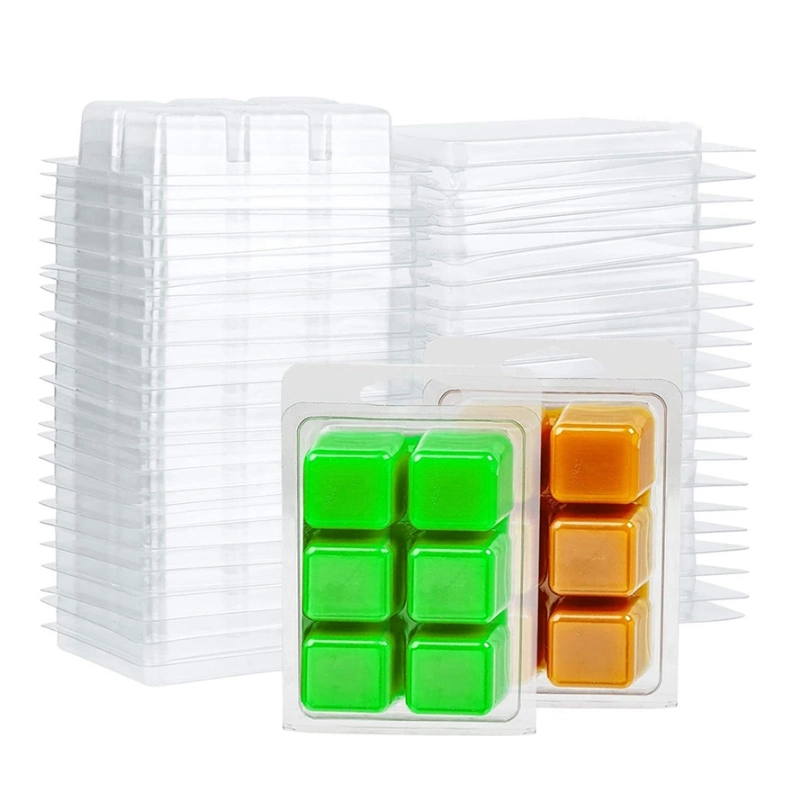 Wax Melt Clamshells Molds Square 6 Cavity Clear Plastic Cube Tray for Candle-Making & Soap