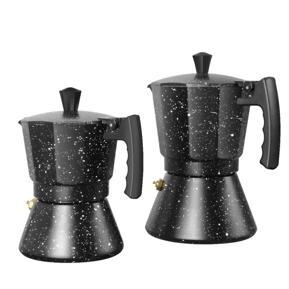 Wholesale/Supplier Portable Aluminum Moka Pot Coffee Maker Black Silver Red 1/2/3/6/9/12 Cup 50/100/150/300/450/600ml Espresso Cafetiere