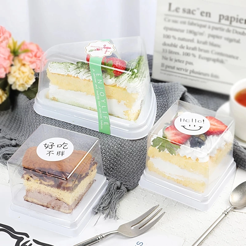 Thickened Triangle Square Cake Box Cut Tea Baking Clear Window Packaging Box