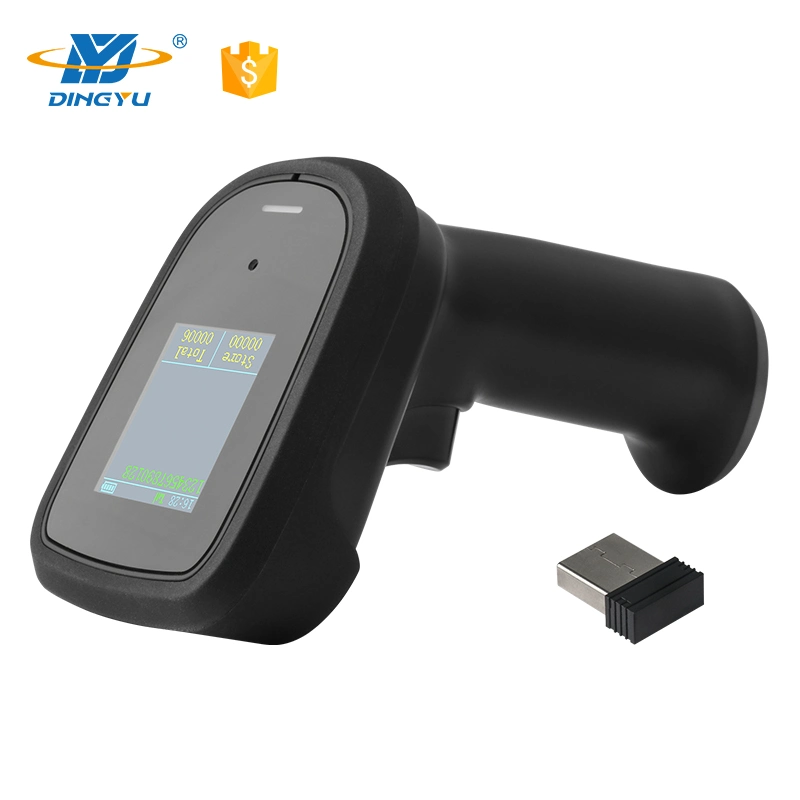 1d de mano Industrial Wireless Scanner de códigos de barras 2D con pantalla TFT de escáner