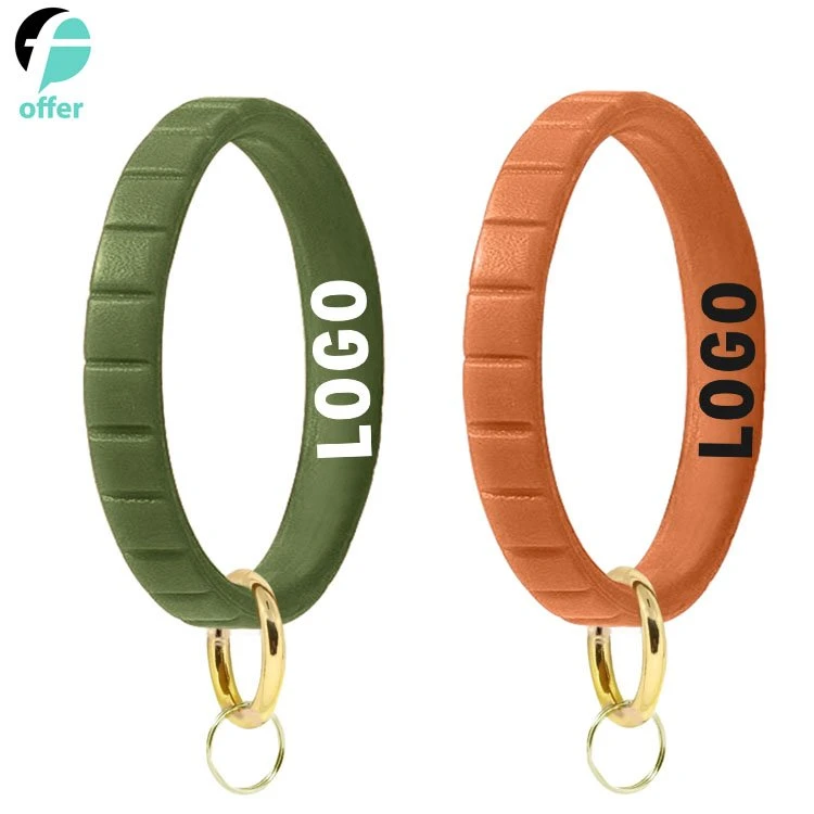 Silicone Wrist Keychain Circle Bracelet Rubber Bangle Round Keyring Holder