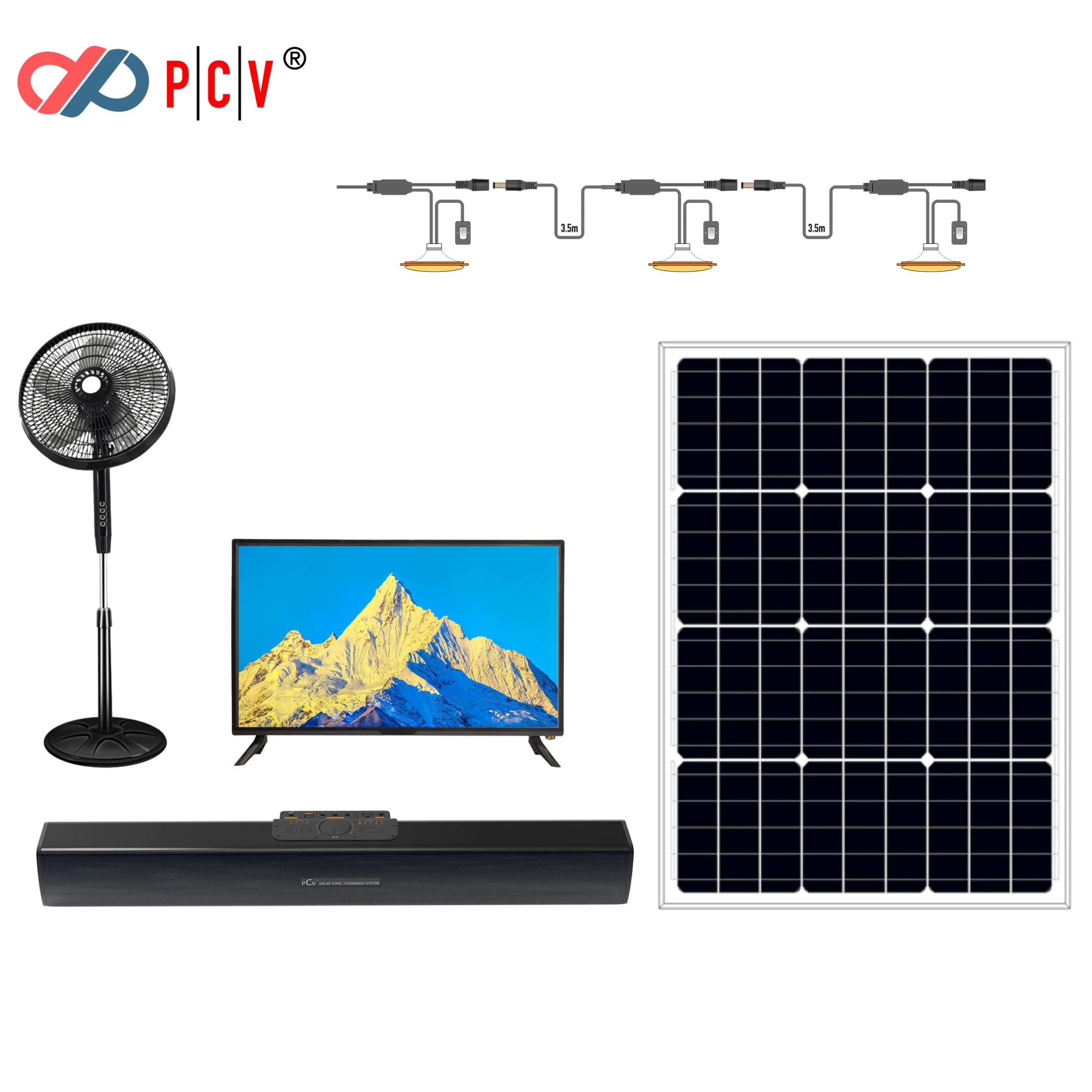 Home Solar Lithium Bluetooth Speaker Generator System Products with TV (منتجات نظام مولد سماعة Lithium مصباح LED للمروحة