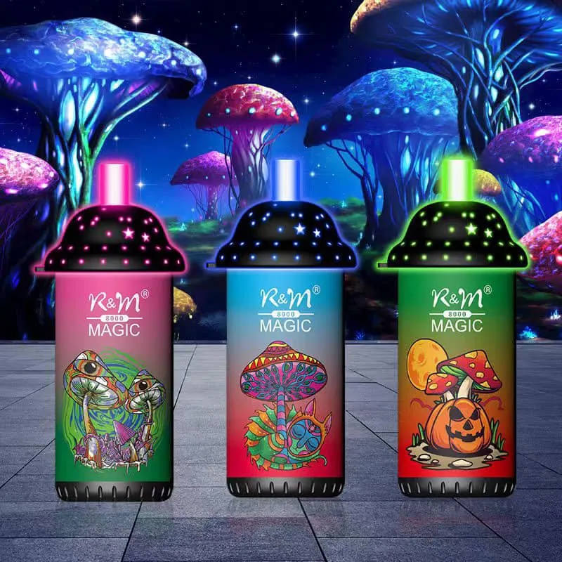 Unique Shining Mushroom Design with 12 Flavors R&M Magic 8000 Disposable/Chargeable Vape Original Wholesale/Supplier vape Shisha Vapor Hookah Pod