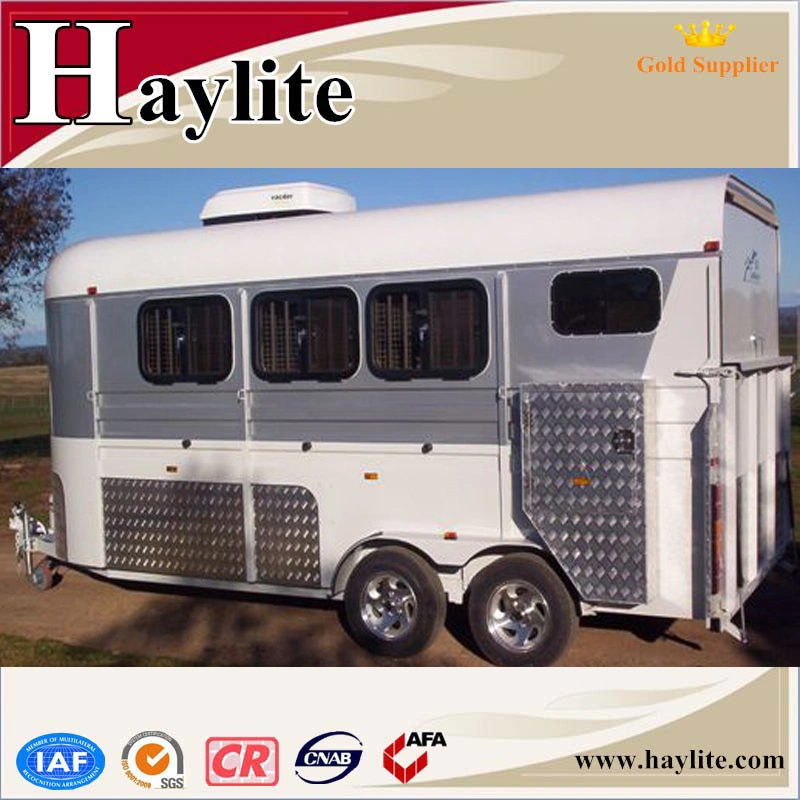 White 2 Horse Float with Horse Trailer Ramp Living Quarters and Roof for Sale