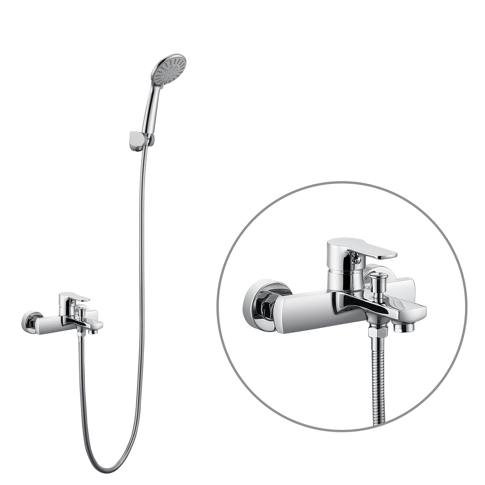 New Design Classical Fashion Simple Bathtub Shower Mixer Set Chromed Finish Easy Installation with Handle Shower