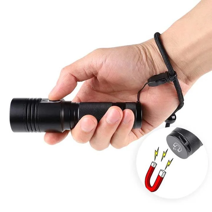 Powerful Outdoor Camping Zoom Magnetic Torches Portable Aluminum Small Rechargeable LED P50 Flashlight