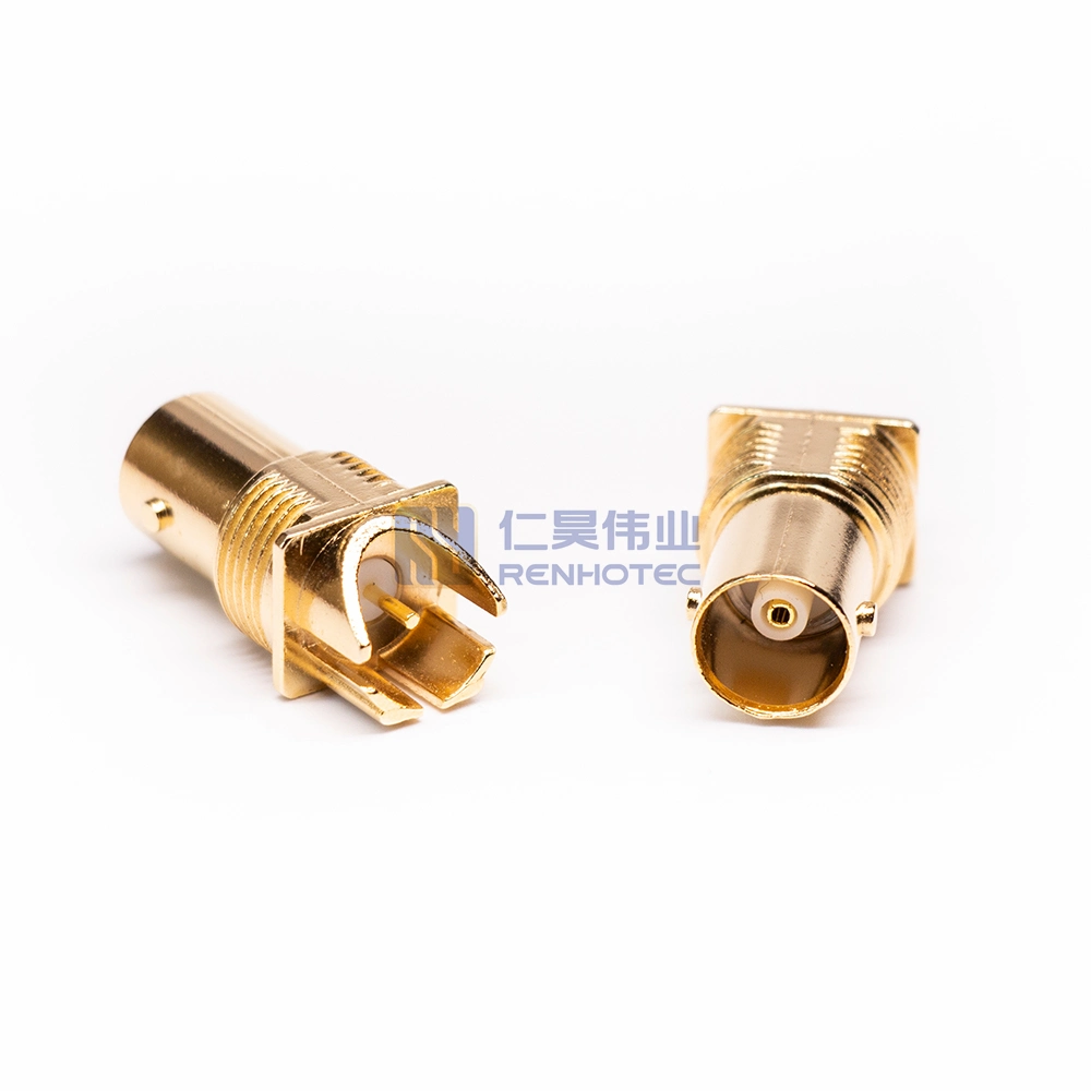 BNC Female Connector Straight PCB Edge Mount CCTV Camera Coaxial Gold