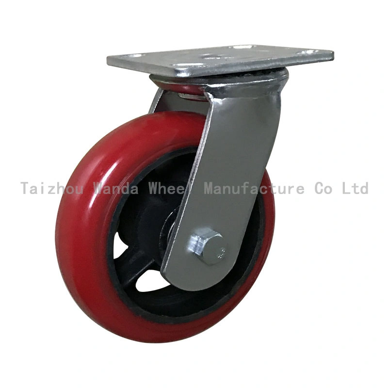 8X2 Korea Type Rounded PU Swivel Casters with Side Brake