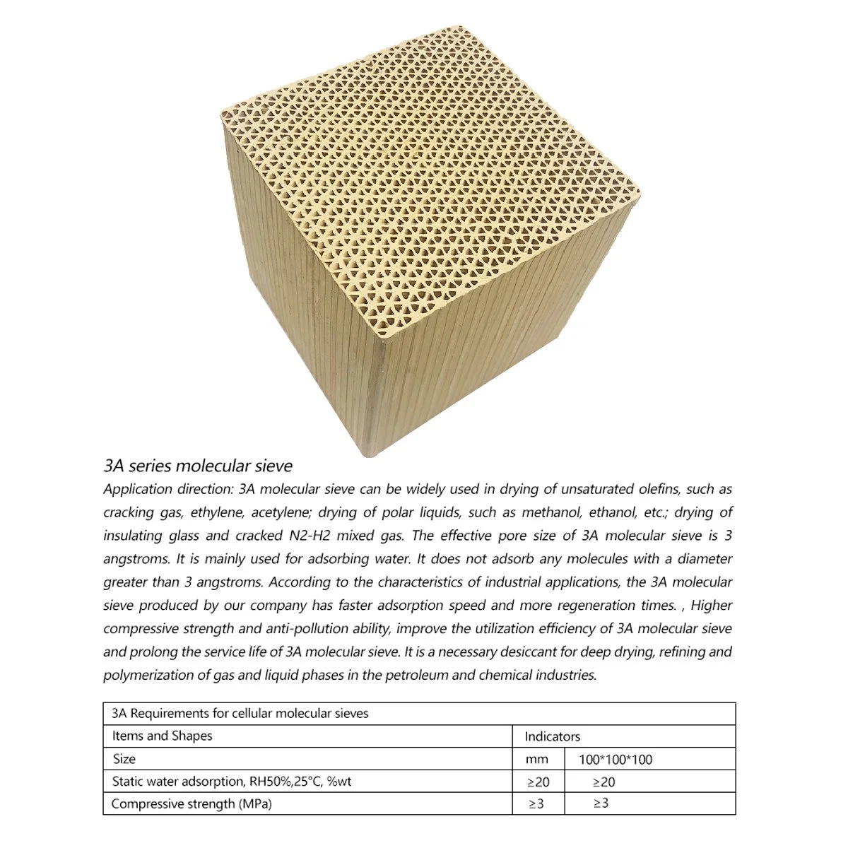 Tamiz molecular Zeolita especial Honeycomb Monolith adsorbente para la eliminación de COV