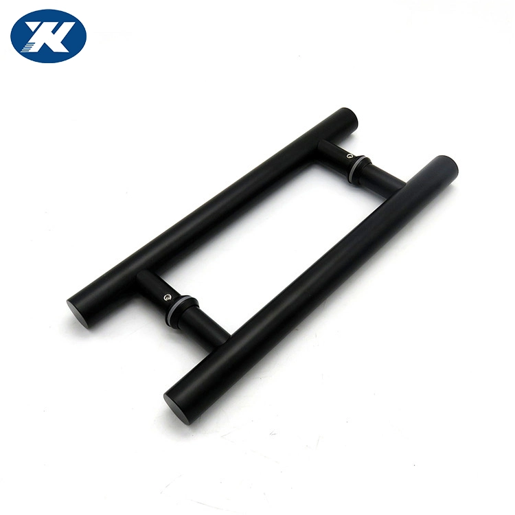 Large Entry Long Hollow H Shape Tube Stainless Steel Round Black Ladder Glass Door Pull Handle