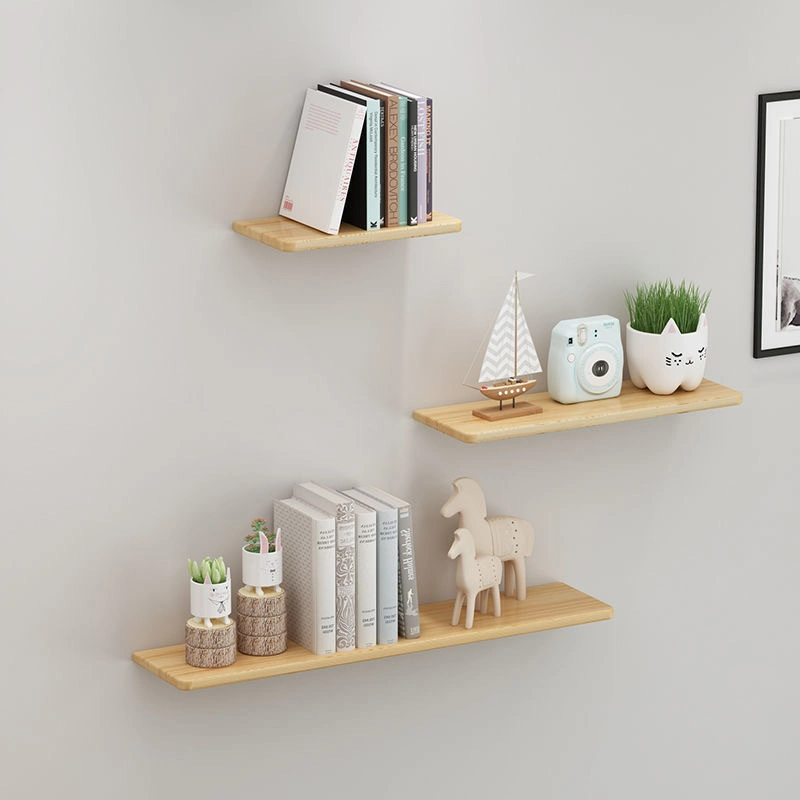 Nordic Minimalist One-Line Wall-Mounted Pine Shelf 0424