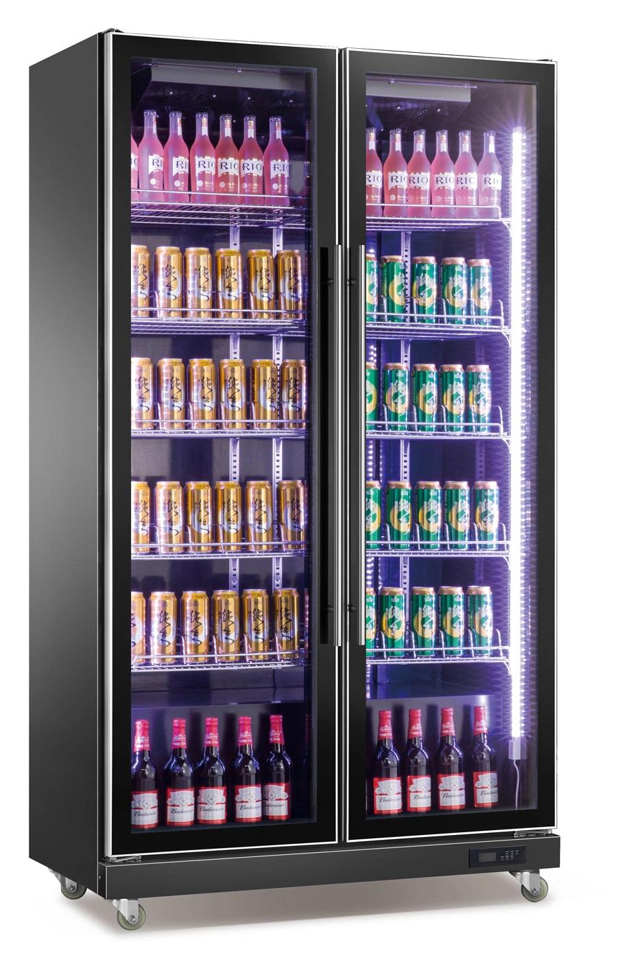 Fabricante Venta caliente tres puerta de cristal Encimera en posición vertical de la barra de la pantalla de bebidas la cerveza de botella refrigerador