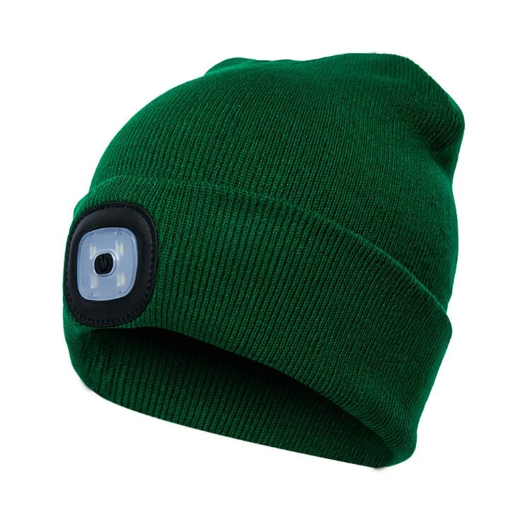 USB Rechargeable 100% Acrylic LED Winter Beanie Hat with Light