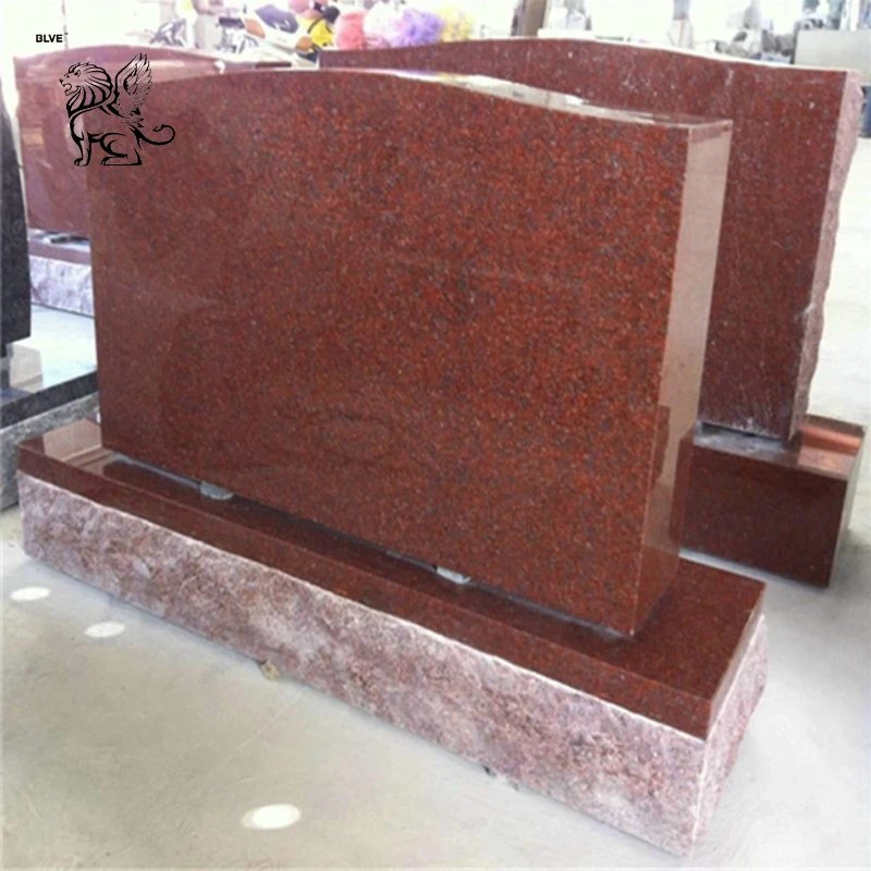 Modern Red Granite Gravestone Tombstone Natural Stone Deceased Grave Monument Factory Wholesale