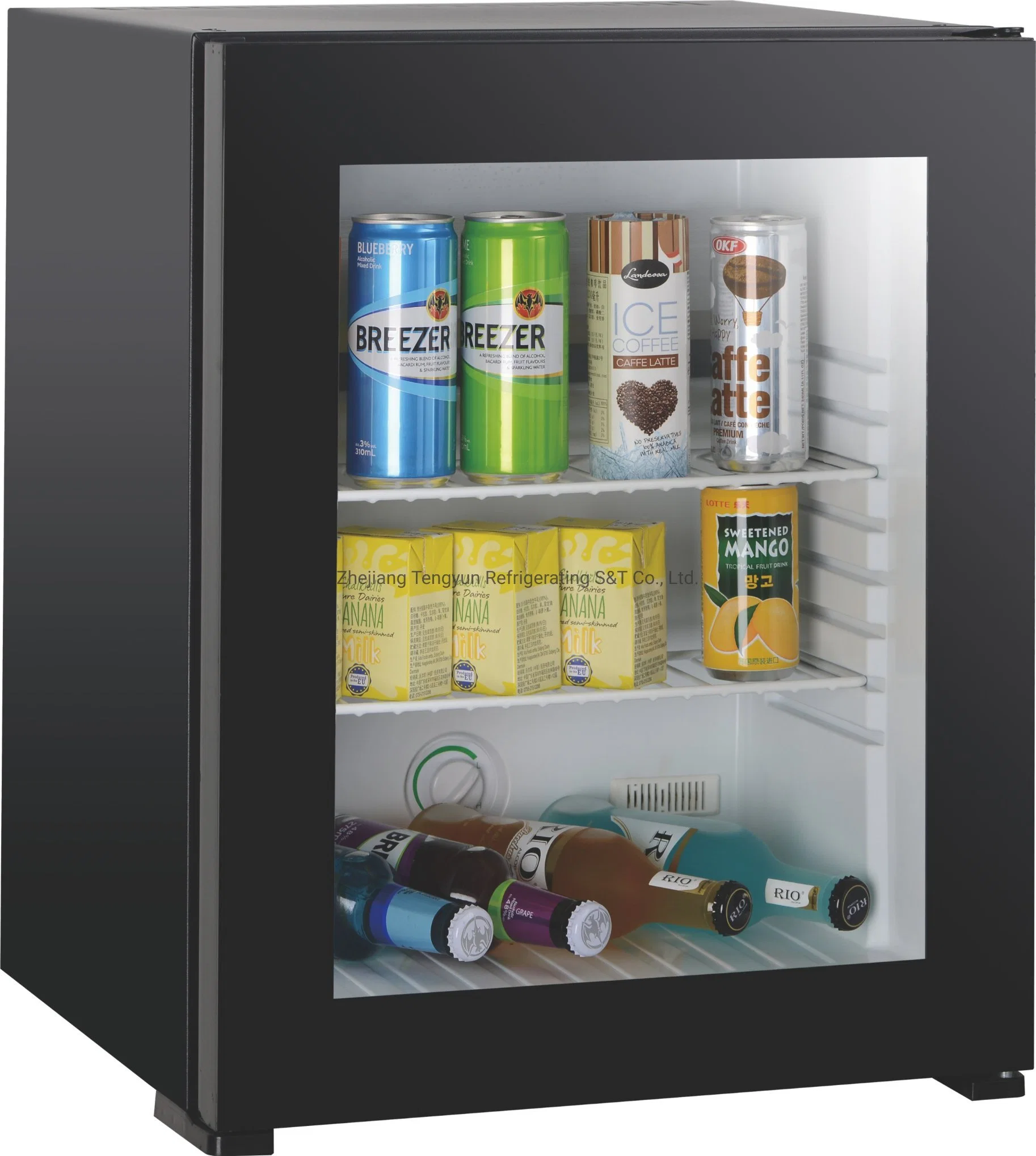 No Compression Mini Bar Fridge with Glass Door for Beverage