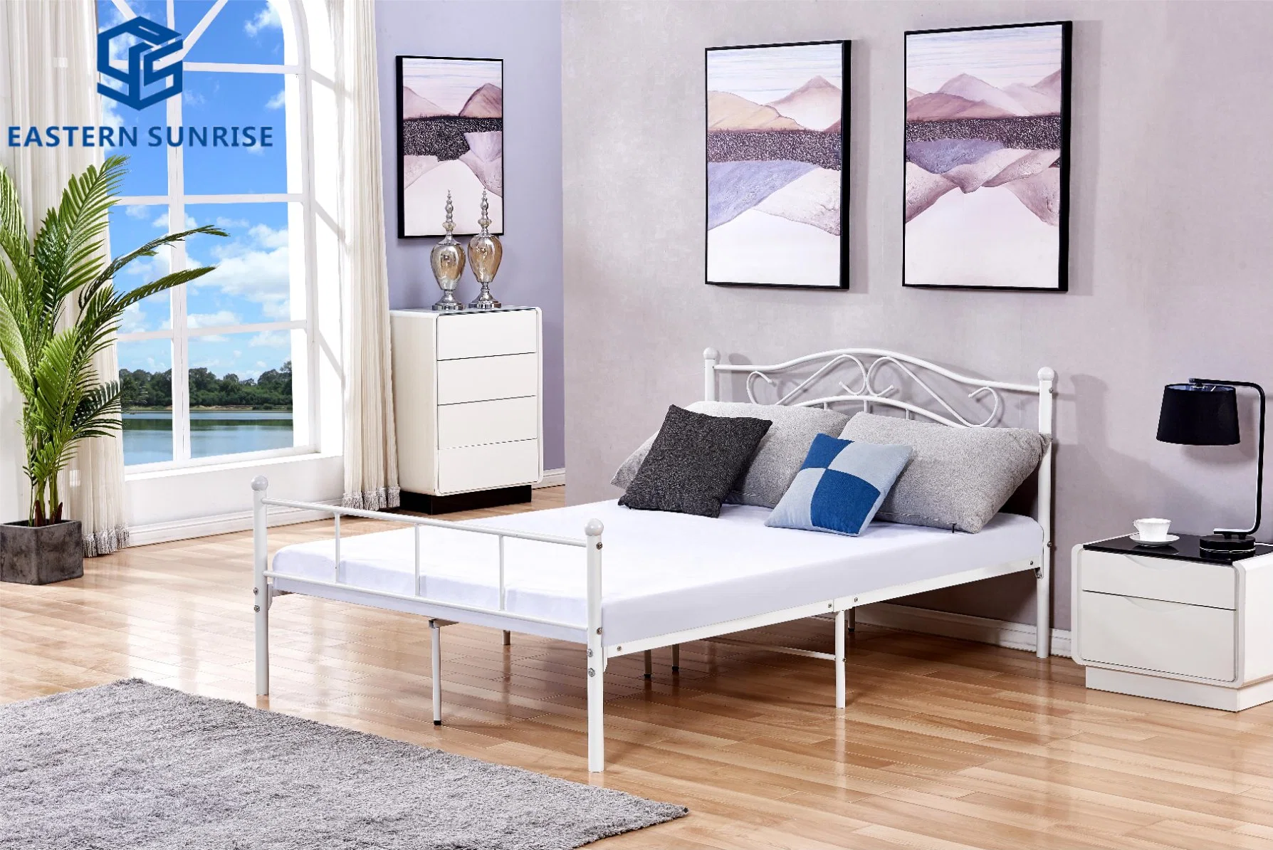 Modern Bed Metal Steel Single Double Bed Home Bedroom Furniture