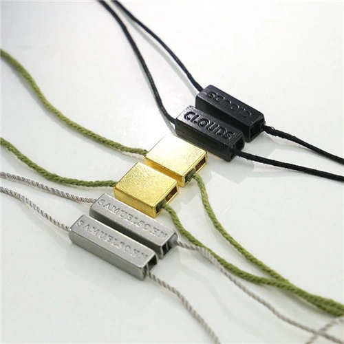 Factory Supply Custom Gold Metal Seal Tag Plastic Lanyard String for Garments & Clothing Hang Tag String