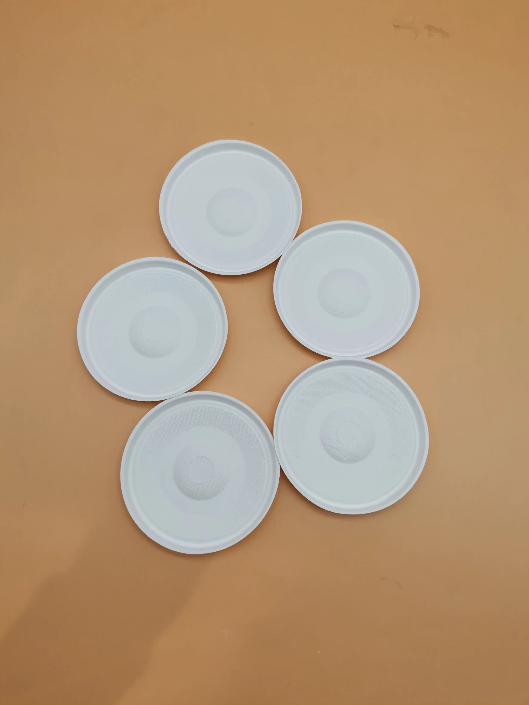 80 90 mm White Bagasse Flat Coffee Cup Lids