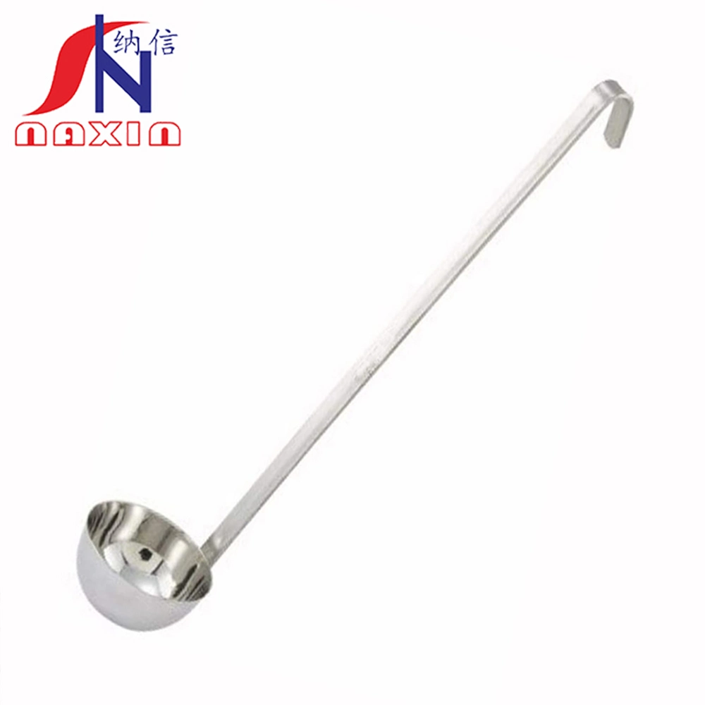 مقبض طويل من الفولاذ المقاوم للصدأ Soup ladle 1~8 عوز مع خطاف منحني أدوات المطبخ