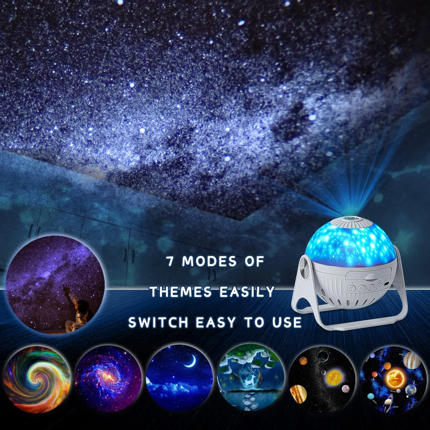 Star Galaxy 360 Rotate Planetarium Starry Sky Projector Lamp for Kids Bedroom Room Decor LED Smart Lighting Night Light Table