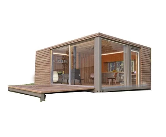 Dubai Maisonnette de luxe en bois de 20 pieds, préfabriquée, mobile, modulaire, extensible, construite en usine, pour la construction de maisons de plage en conteneur.