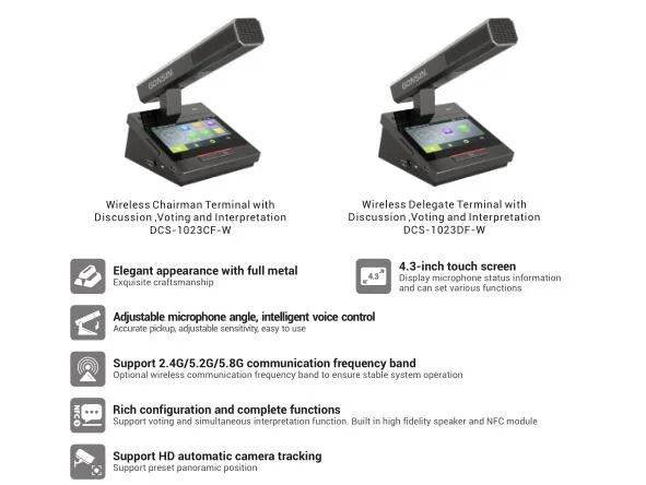 High Standard Dual Microphones Wireless Table Top Omnidirectional Microphones Professional